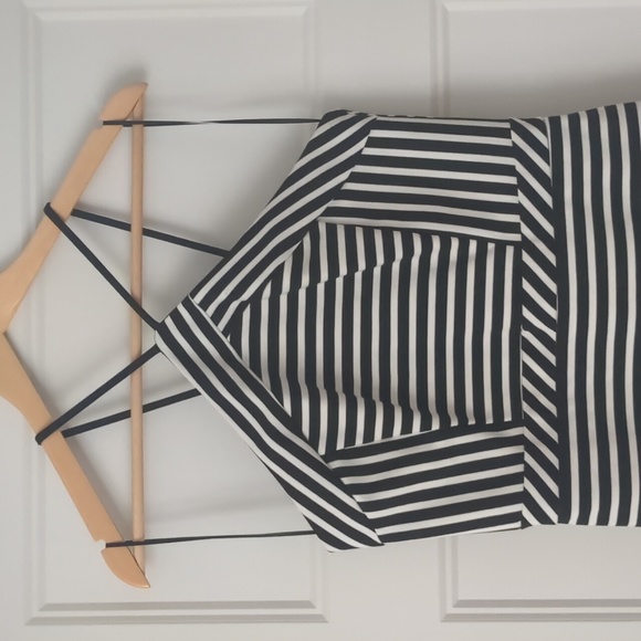 Dynamite, black & white striped halter top dress, size Medium - Picture 2 of 4